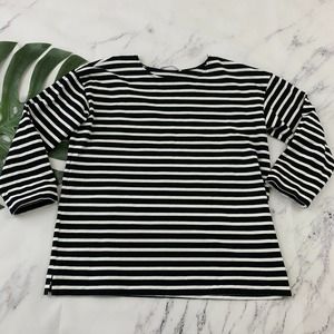 Everlane Black and White Striped Long Sleeve Tee